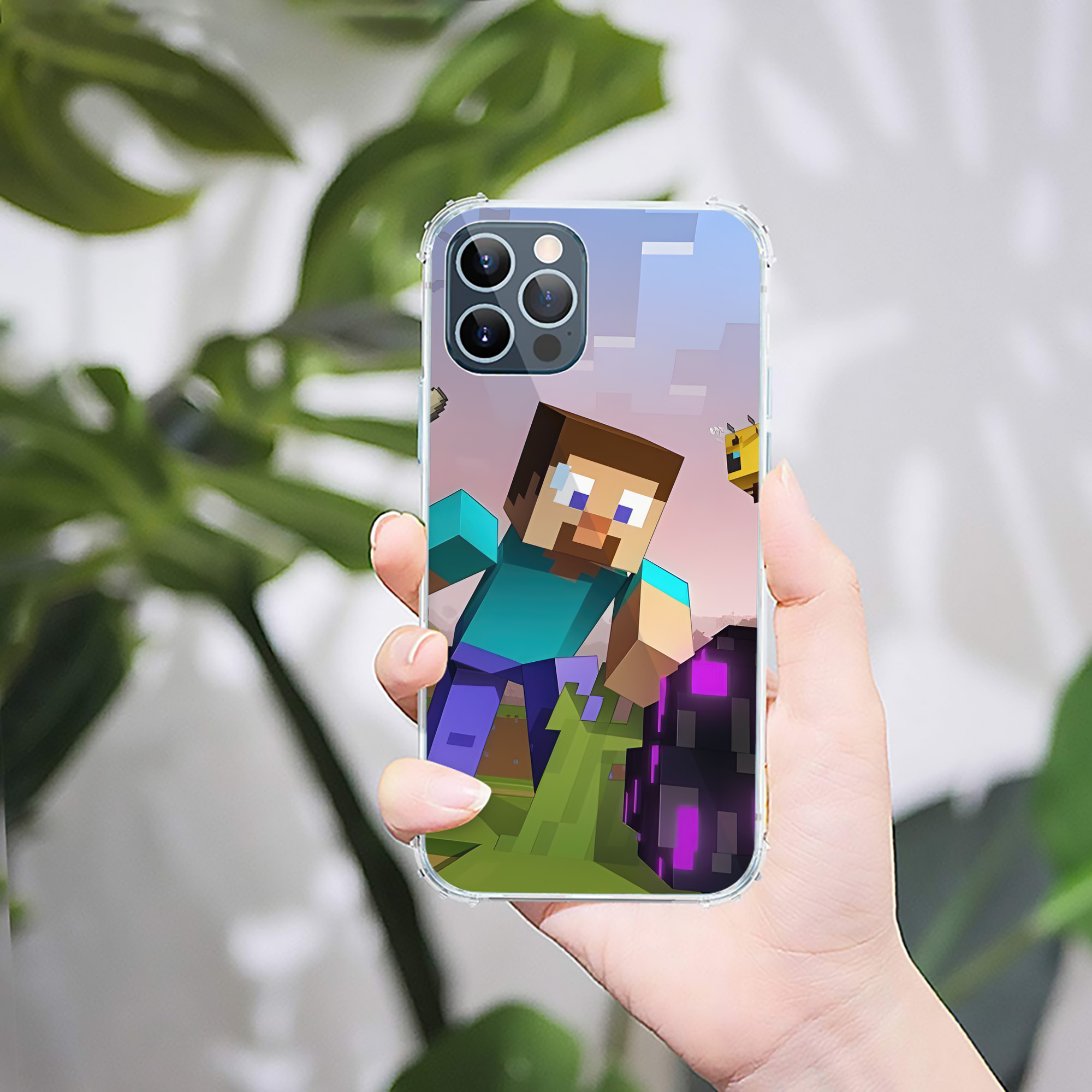 （画像用） マインクラフト ブロックの世界 Minecraft MC Block world 【iPhone 12シリーズ対応】透明スマホケース（クリアソフトケース）